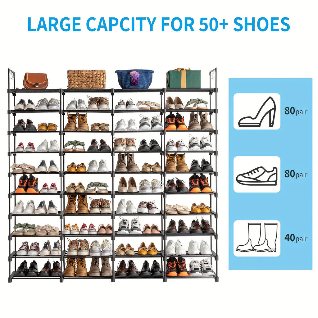 Easy-Access Adjustable Home Storage Rack – durable multi-purpose storage, 9 10 Tiers Shoe Rack Storage Organizer Shoe Shelf Organizer Holds 80 Pairs Shoe, designed for American homes, daily convenience and practical gifting