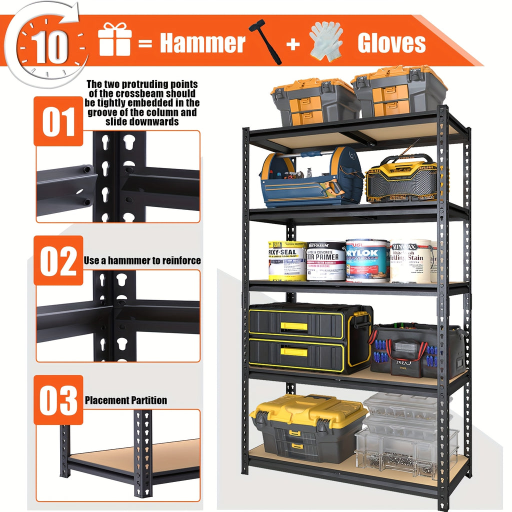 Kitchen Essential – [Heavy Duty Shelving] Heavy Duty 5 Tier 2000LBS Metal Shelving Units | 60"H for garage Shelving Storage Shelves, Adjustable Metal Shelving Unit For Garage Shelves Rack Sh