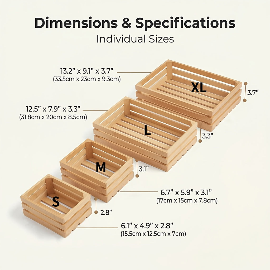 Space-Saving Adjustable Home Storage Rack – durable multi-purpose storage, Bamboo Storage Bins Set Multi-Size Kitchen Pantry Organizer Multi-Functional Storage Boxes for Home Organization, designed for American homes, daily convenience and practical