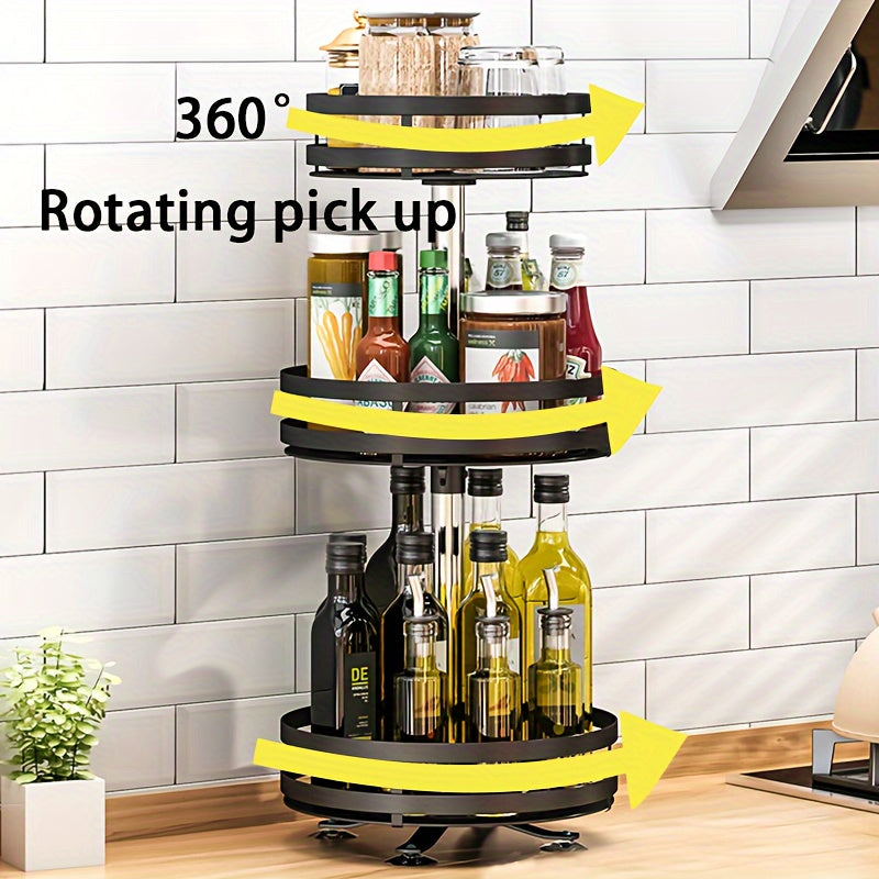 Spice Rack Organizer Turntable 1/2/3 Tier 360 Degree Rotating Spice Organization For Cabinet Metal Adjustable Height Lazy Seasoning Holder For Kitchen Cupboard Table Coffee Table Pantry Countertop Bathroom
