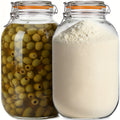 Glass Jars with Airtight Lids, 2 Pack - 1 Gallon Wide Mouth Storage Mason Jars with Hinged with 1 Replacement Silicone Gaskets for Fermenting, Canning, Preserving Christmas Day Item Decoration