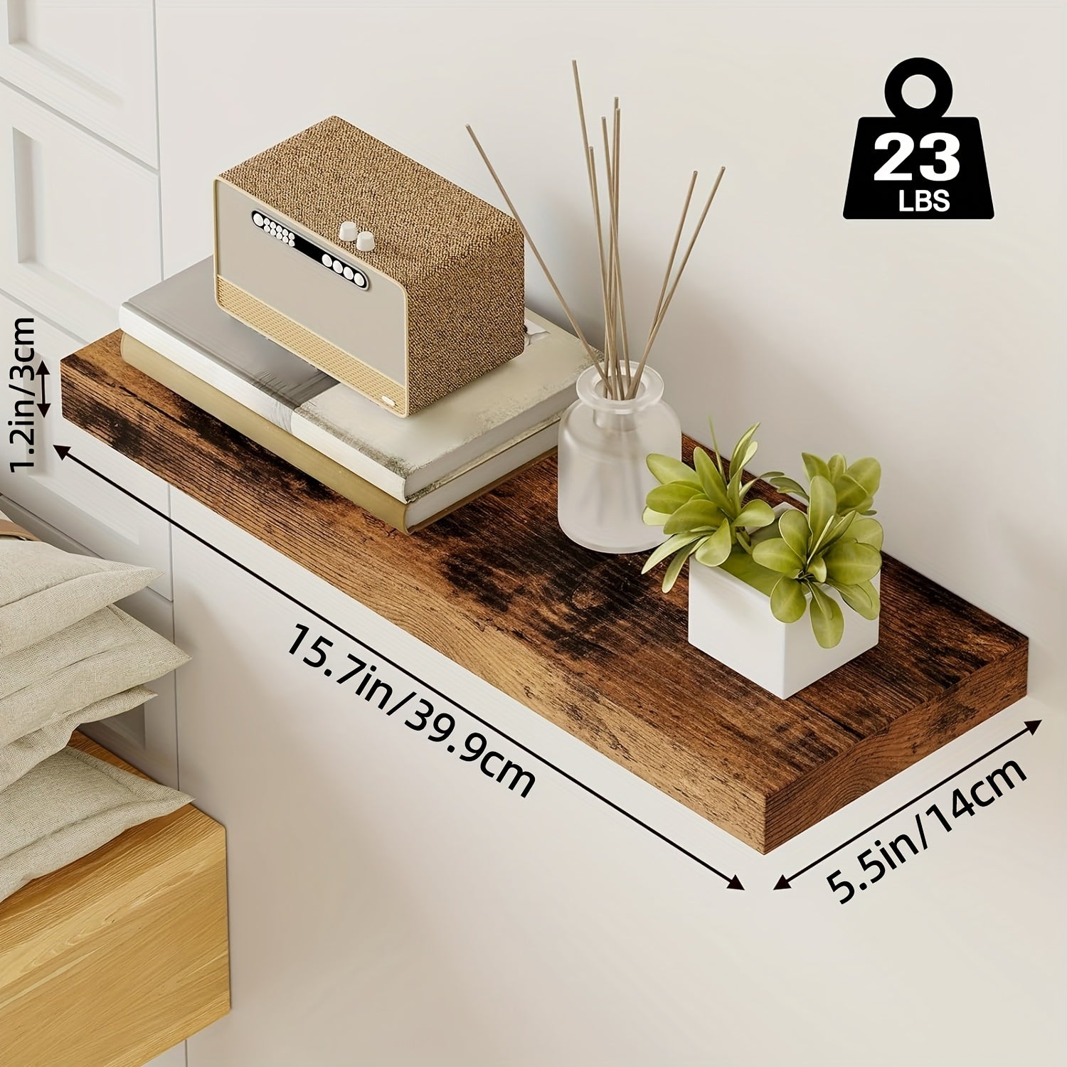 Home Living Essential – TOMNK 2 4 6pcs Set Floating Shelves 15 7-inch 19 7-inch 22-inch Wooden