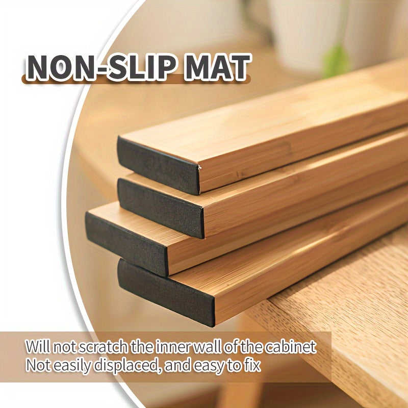 4pcs Versatile Bamboo Drawer Dividers - Expandable & Adjustable Organizers For Home Efficiency - Neat Storage Solution For Kitchen, Bedroom, Wardrobe & Cabinet