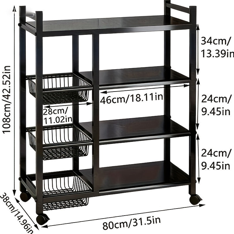 Storage Rack – 1 Removable Storage Rack Adjustable Kitchen Storage Rack Metal Shelf On Wheels