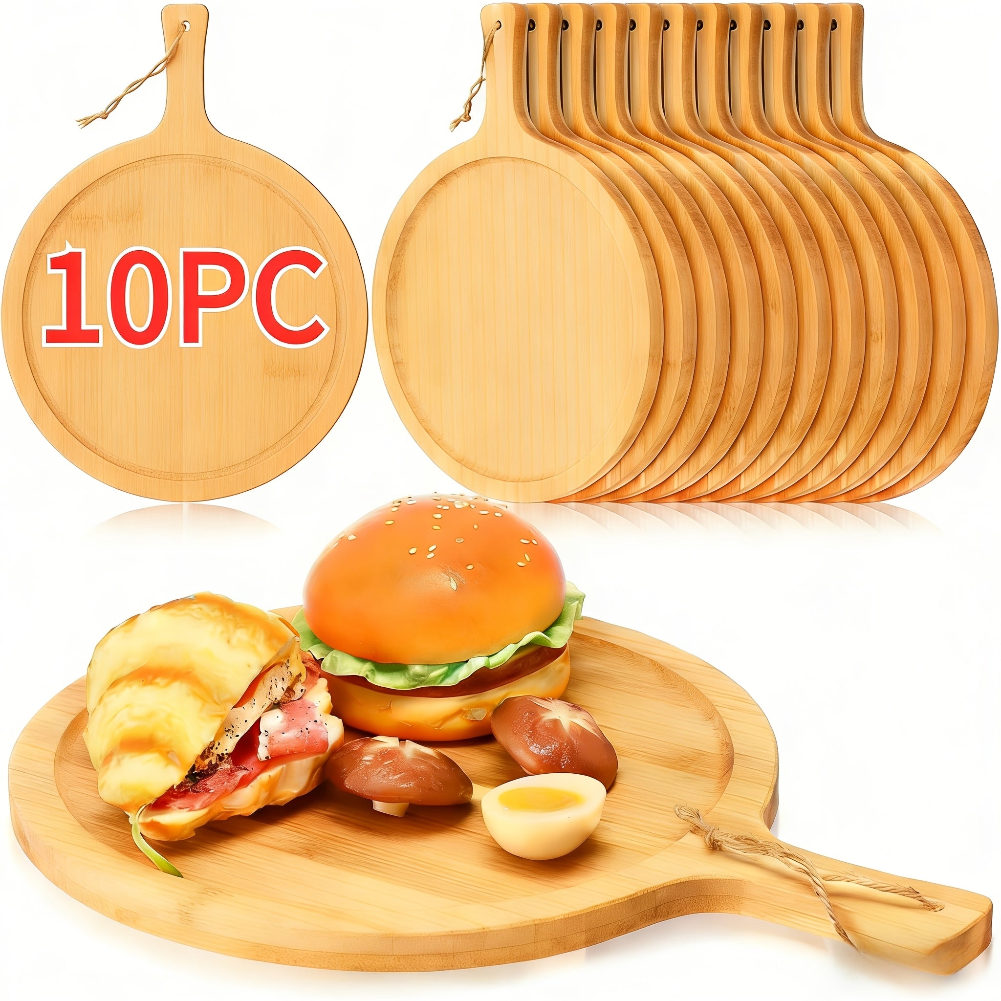 Easy-Access 10/5pcs Kitchen Cutting Board – durable food prep and serving, 10 5pcs Round Wooden Cutting Boards with Handles Wooden Serving Boards Kitchen Chopping Boards, designed for American homes, daily convenience and practical gifting