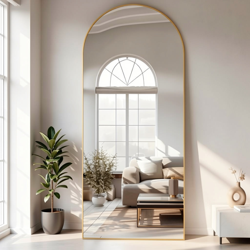 Full Length Mirror – Ladynow Arched Full-Length 58" × 18" Mirror Floor Mirror Freestanding Floor Standing Full Body Rustproof Mirror Stand Wall-Mounted Leaning Design Modern Home Decor Bedro