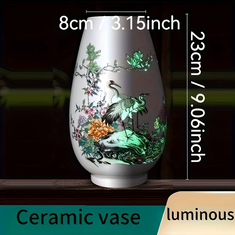 2pcs Luminous Ceramic Vase Made In Jingdezhen, China Vase Ornaments Suitable for Home Desktop, Living Room, Office, Wedding, Holiday Party, Hand-decorated Vase, Home Decoration