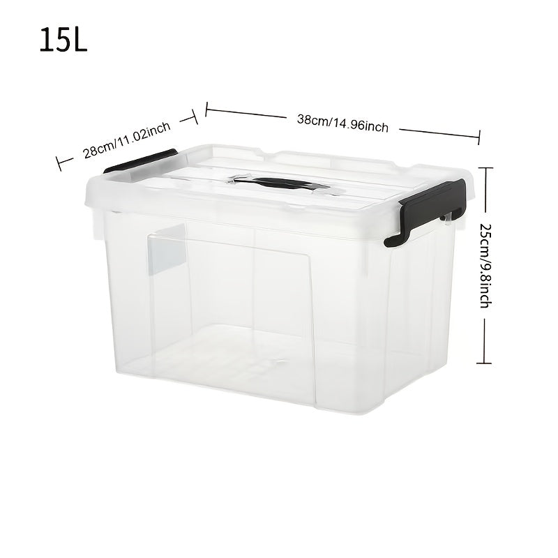 2/4/6pcs, 8/15 Quark Large Plastic Storage Box with Lid | Heavy-duty Bathroom Storage, Pressure-resistant, Sealed Transparent Storage Container with Lid | Essential Storage Item for Home And Dormitory, Suitable for Home/Garage And Other Uses