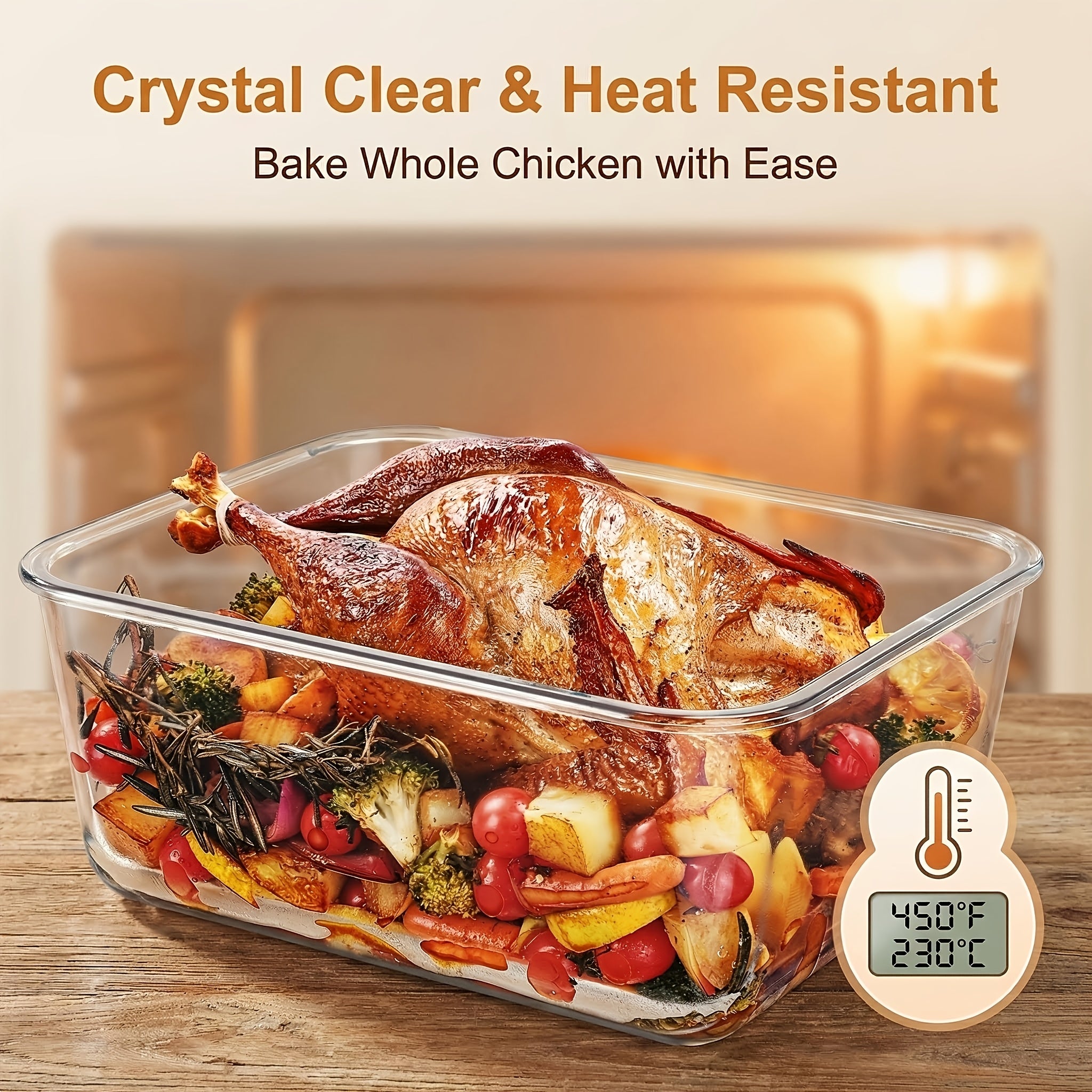 Space-Saving 220oz Kitchen Baking Dish Set – oven-ready cooking and serving, 220oz Extra Large Glass Food Storage Containers with Snap Airtight Lids for Roasting Turkey, designed for American homes, daily convenience and practical gifting