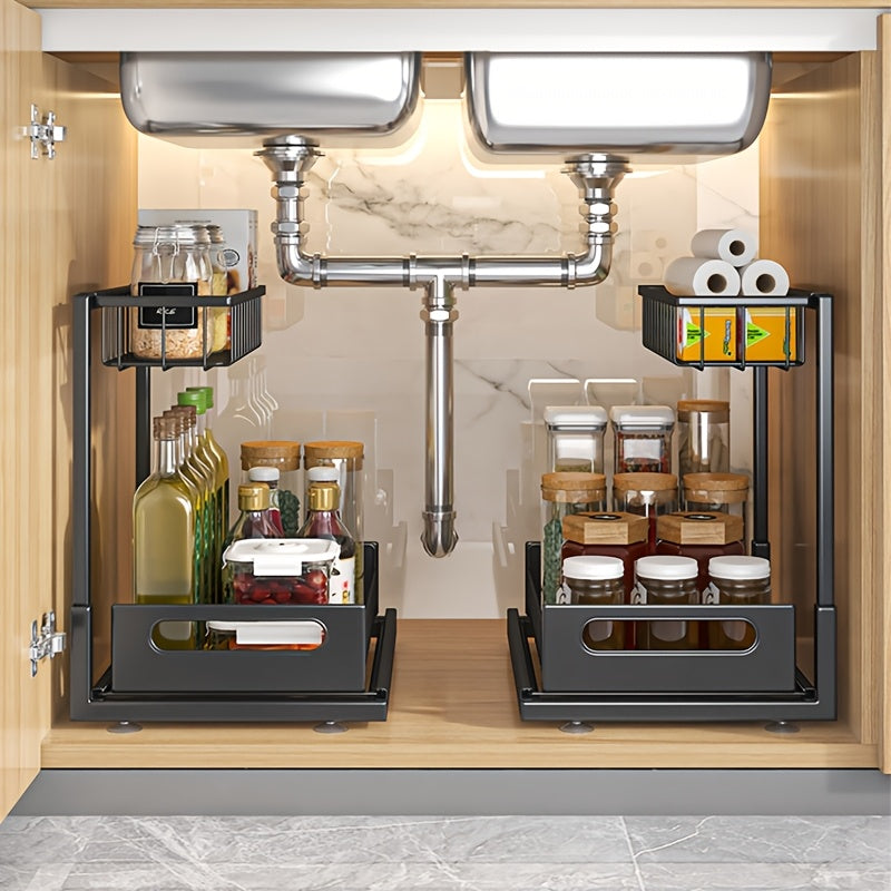 Home Organizer – Under Sink Organizers, Metal Pull Out Under Sink Organizers And Storage Shelves wi