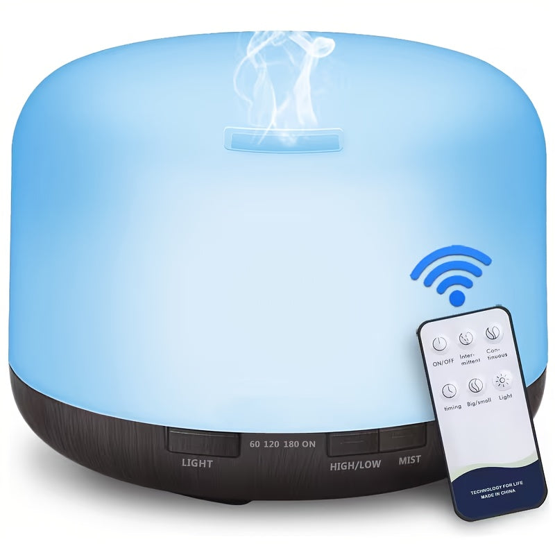 16.91oz Essential Oil Aroma Diffuser - An Aroma Diffuser with A Timer And 7 Ambient Lights, Automatically Shuts Off When There Is No Water, Powered By USB, Round In Shape, Very Suitable for Large Rooms, Homes And Offices