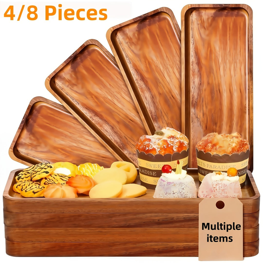 Smart Home Storage Organizer – space-saving everyday organization, 8 4pieces Acacia Wood Charcuterie Boards - 12 8x4 2 Inch Rectangular Serving Trays, designed for American homes, daily convenience and practical gifting