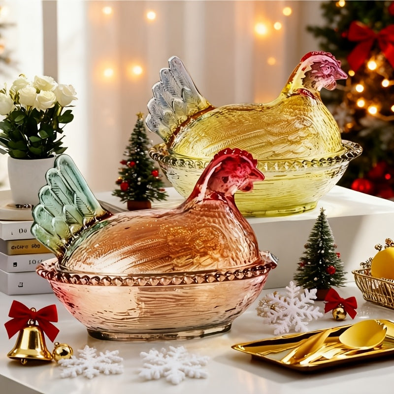 Smart Airtight Storage Jar Set – clear reusable pantry storage, Adorable Candy-Colored Chicken-Shaped Crystal Glass Storage Jar with Lid and Placemats - Perfect Table, designed for American homes, daily convenience and practical gifting