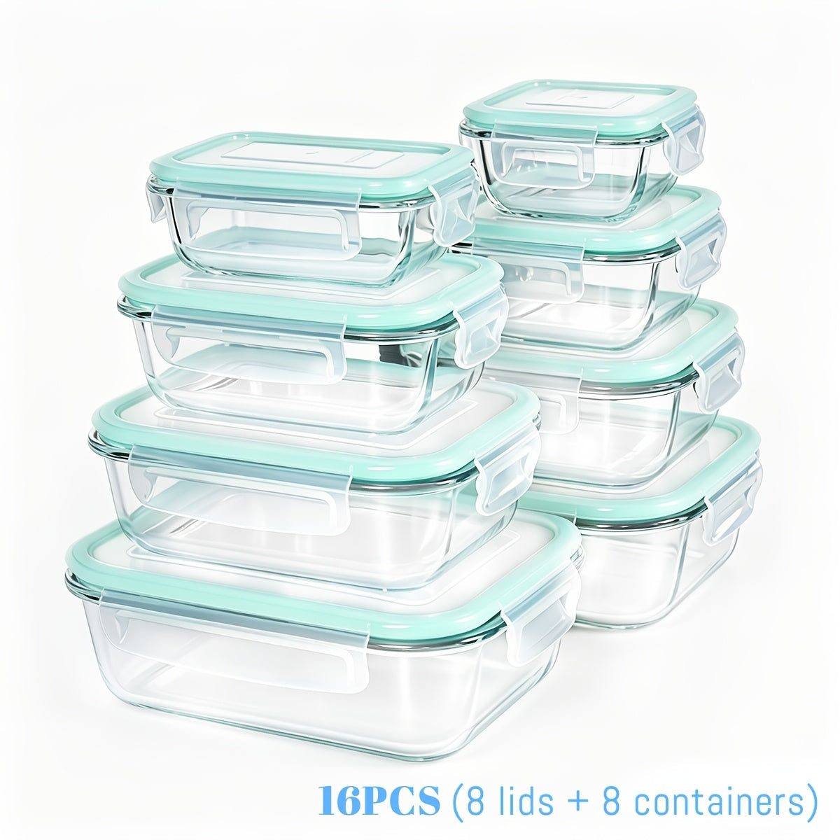 Heavy-Duty 16pcs Glass Meal Prep Container Set – leak-resistant reusable meal prep, 16pcs 8 Lids And 8 Containers Sealed Glass Food Storage Containers Lunch Boxes Microwave, designed for American homes, daily convenience and practical gifting