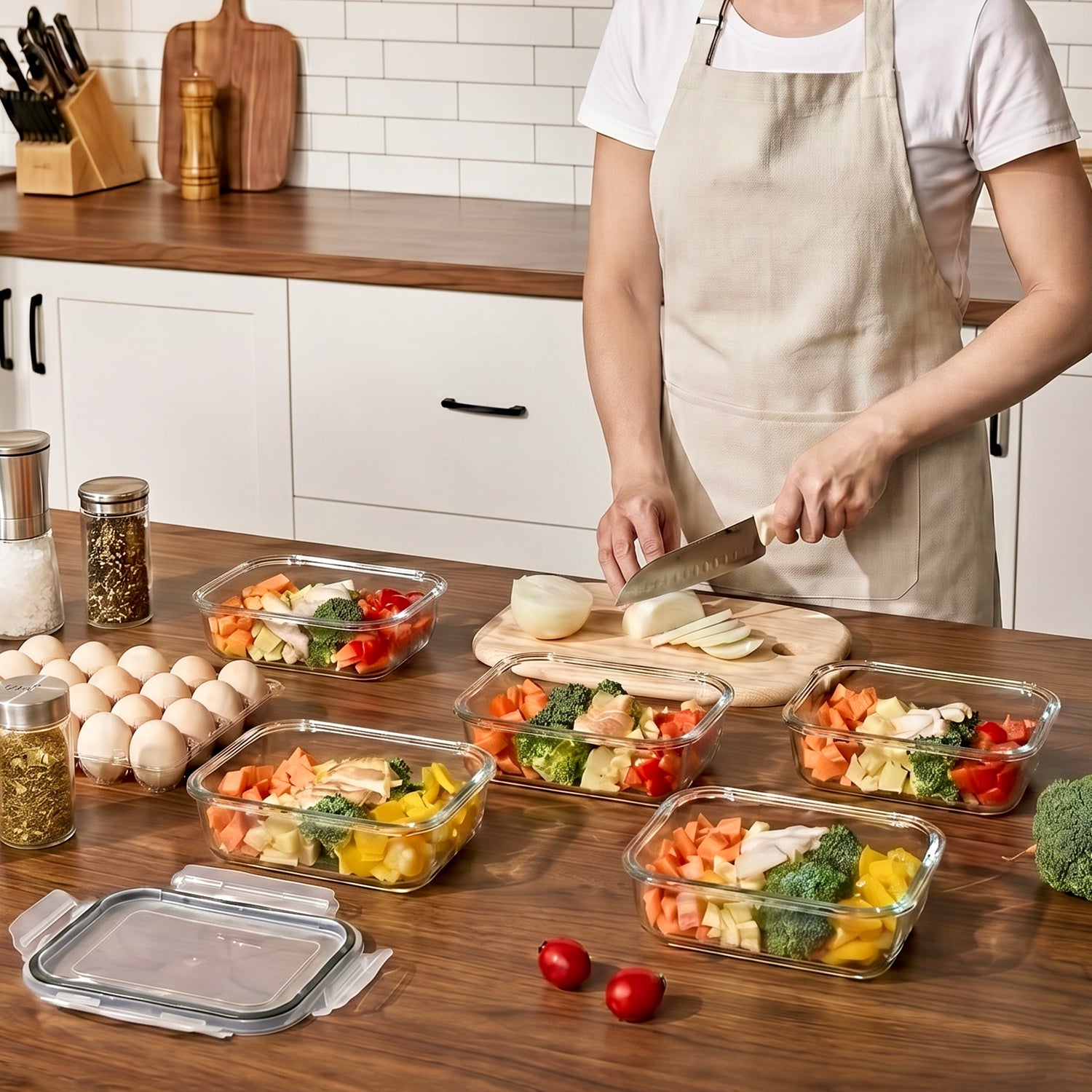 Compact 5 Pack Glass Meal Prep Container Set – leak-resistant reusable meal prep, 5 Pack 35oz Glass Food Storage Containers with Lids Airtight Reusable Lunch Preservation Box, designed for American homes, daily convenience and practical gifting