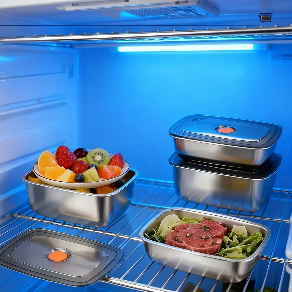 6pcs Stainless Steel Food Storage Containers | 40.58oz Each, Airtight Stackable Lunch Box System with Lids for Fridge & Freezer, Large Capacity Meal Prep Containers for Leftovers, Vegetables, Meat, Pantry Organization - Heavy-Duty