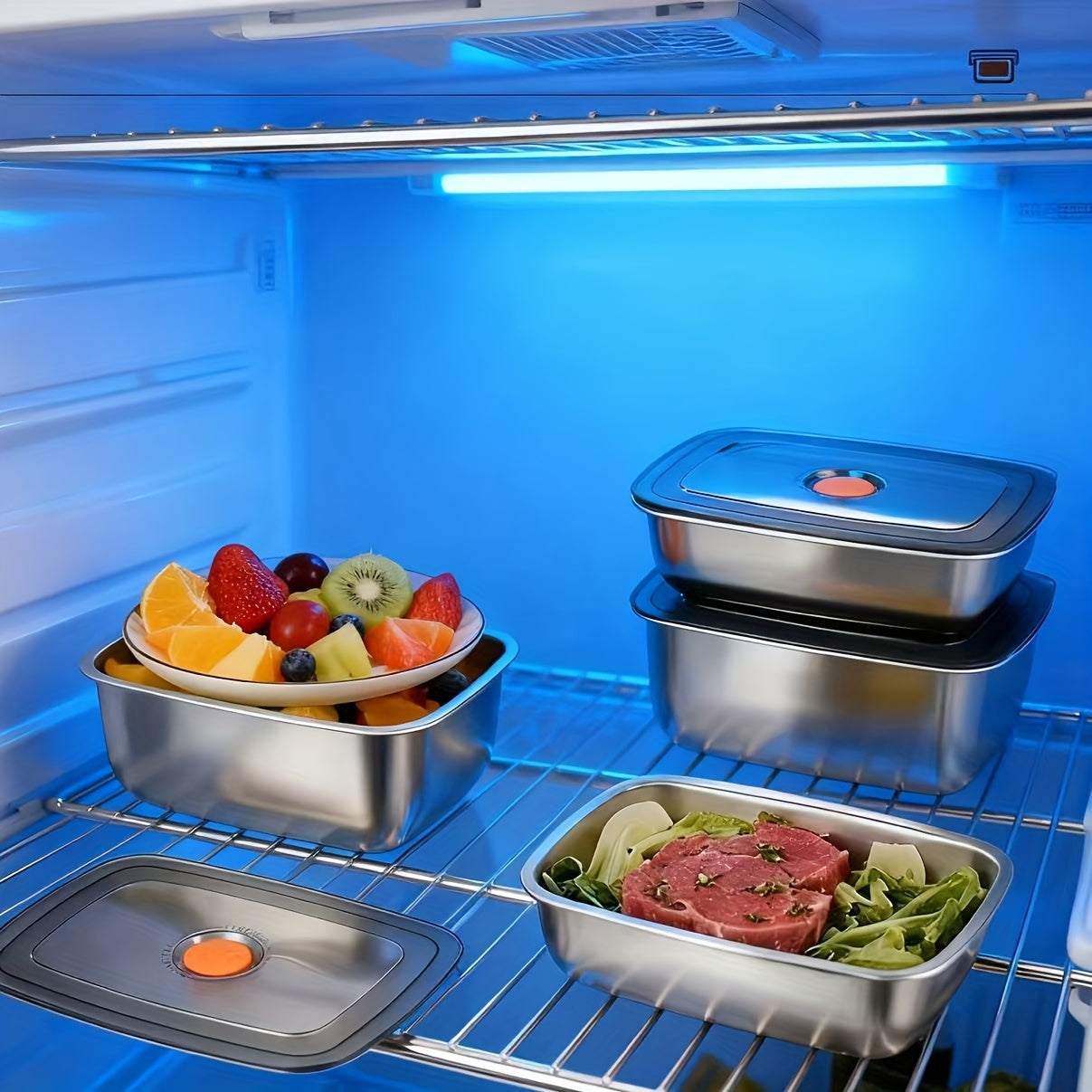 6pcs Stainless Steel Food Storage Containers | 40.58oz Each, Airtight Stackable Lunch Box System with Lids for Fridge & Freezer, Large Capacity Meal Prep Containers for Leftovers, Vegetables, Meat, Pantry Organization - Heavy-Duty