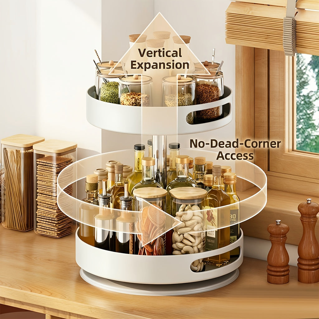 Heavy-Duty Adjustable Home Storage Rack – durable multi-purpose storage, Single Double Rotating Spice Rack Lazy Susan Organizer Household Round Spice Organizer for Cabinet, designed for American homes, daily convenience and practical gifting