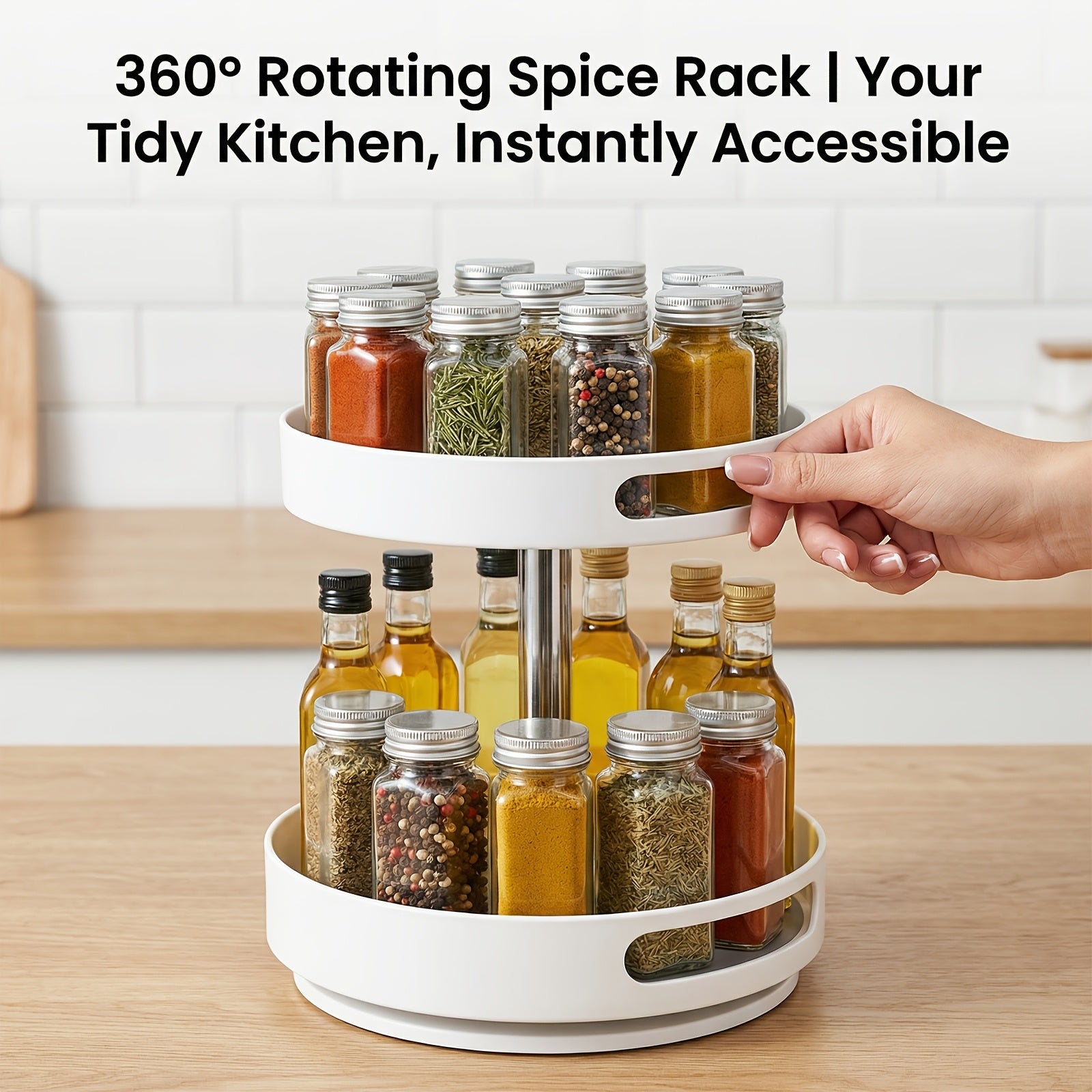 Heavy-Duty Adjustable Home Storage Rack – durable multi-purpose storage, Single Double Rotating Spice Rack Lazy Susan Organizer Household Round Spice Organizer for Cabinet, designed for American homes, daily convenience and practical gifting