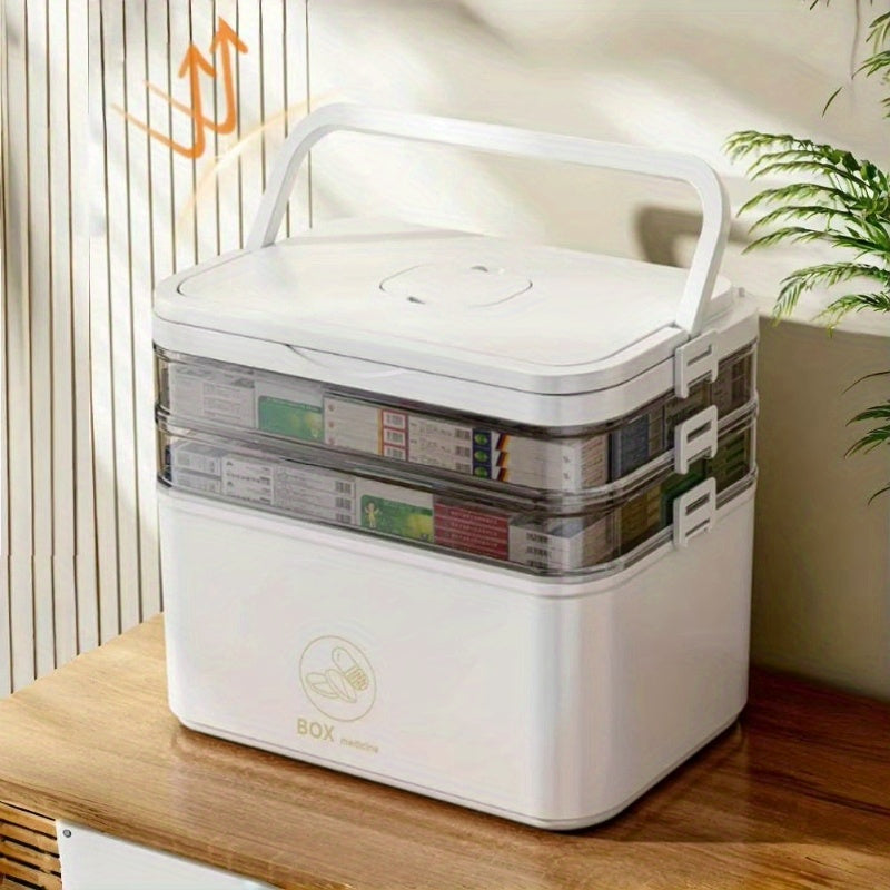 Compact Stackable Home Storage Bins – portable space-saving storage, Home Bathroom Travel Multi-Layer Large Capacity Medicine Storage Box Bathroom Storage with Portable Pill, designed for American homes, daily convenience and practical gifting