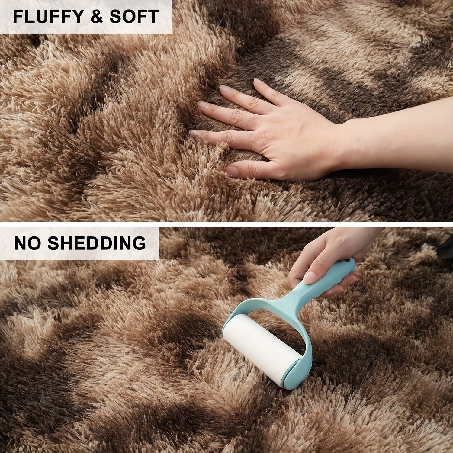 Area Rug – 1pc Luxurious Rectangular Shaggy Plush Carpet Rug - Soft, Fluffy, Tie-dyed, Solid,