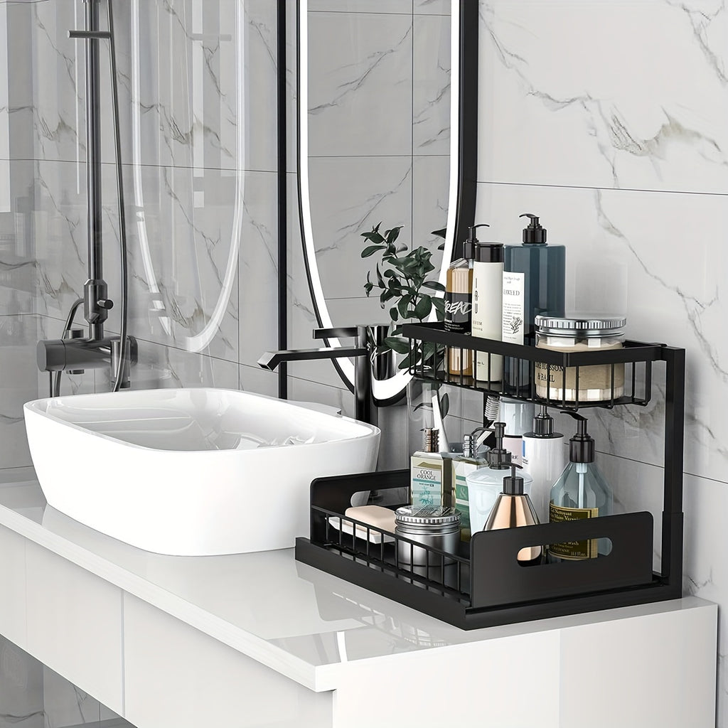 Smart 1 PACK Pull-Out Cabinet Organizer – smooth-access cabinet organization, 2-Tier Under Sink Organizers And Storage Under Sink Organizer Slide Out Pull Out Cabinet, designed for American homes, daily convenience and practical gifting