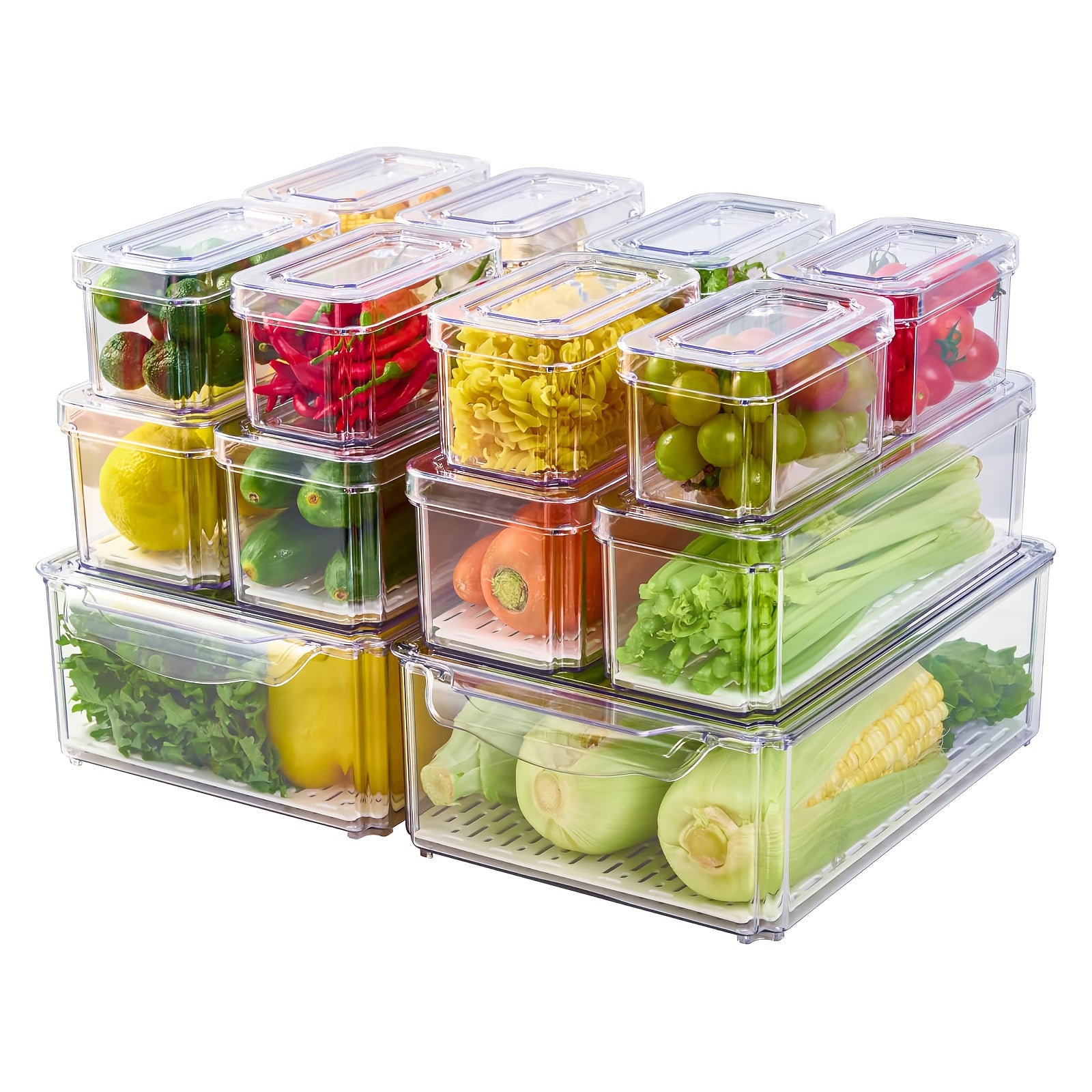 Premium 14 Pack Refrigerator Storage Organizer – easy-access fridge organization, 14 Pack Fridge Organizer Stackable Refrigerator Organizer Bins with Lids Fridge Organizers And Storage, designed for American homes, daily convenience and practical gif