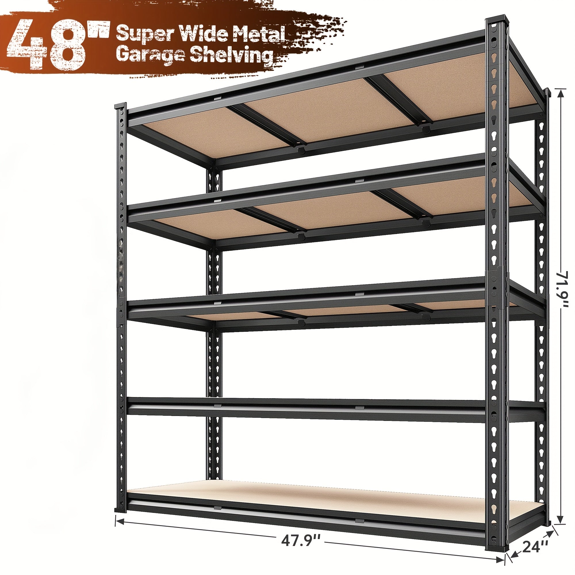 Versatile 5 Tier Adjustable Home Storage Rack – durable multi-purpose storage, 2000LBS Garage Shelving 72 H Storage Shelves Heavy Duty Shelving 5 Tier Metal Shelves, designed for American homes, daily convenience and practical gifting