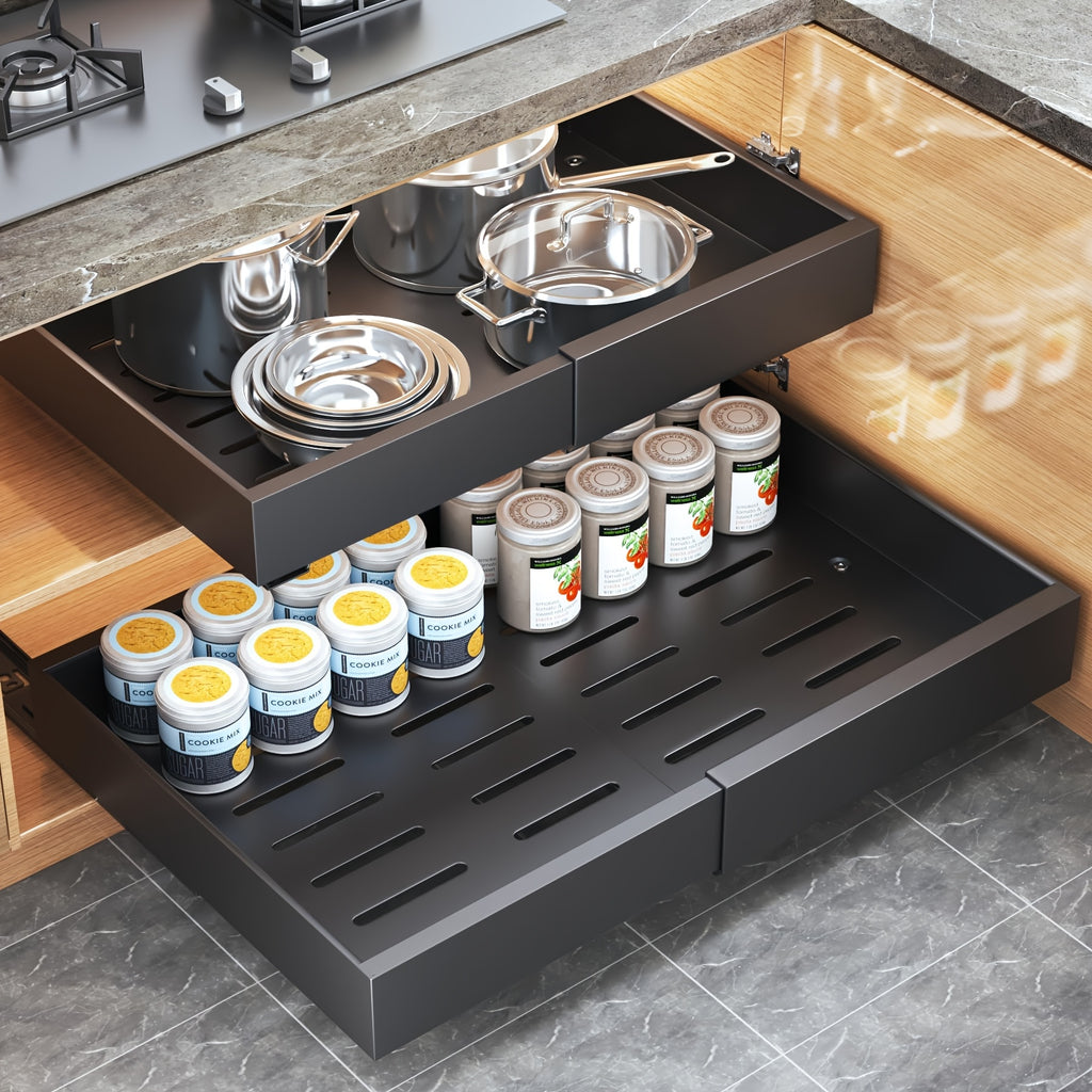 Space-Saving Pull-Out Cabinet Organizer – smooth-access cabinet organization, 4-Pack Expandable Pull-Out Cabinet Organizer Heavy-Duty Carbon Steel Slide-Out Drawer 12 6 -20 5, designed for American homes, daily convenience and practical gifting
