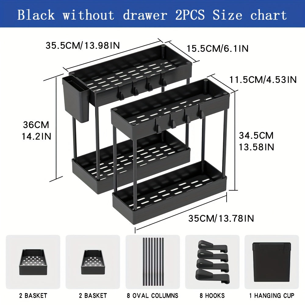 Multi-Purpose 2pcs Adjustable Kitchen Storage Rack – multi-purpose organization, durable space-saving design, designed for American kitchens, pantries, apartments, home organization, daily use and practical gifting