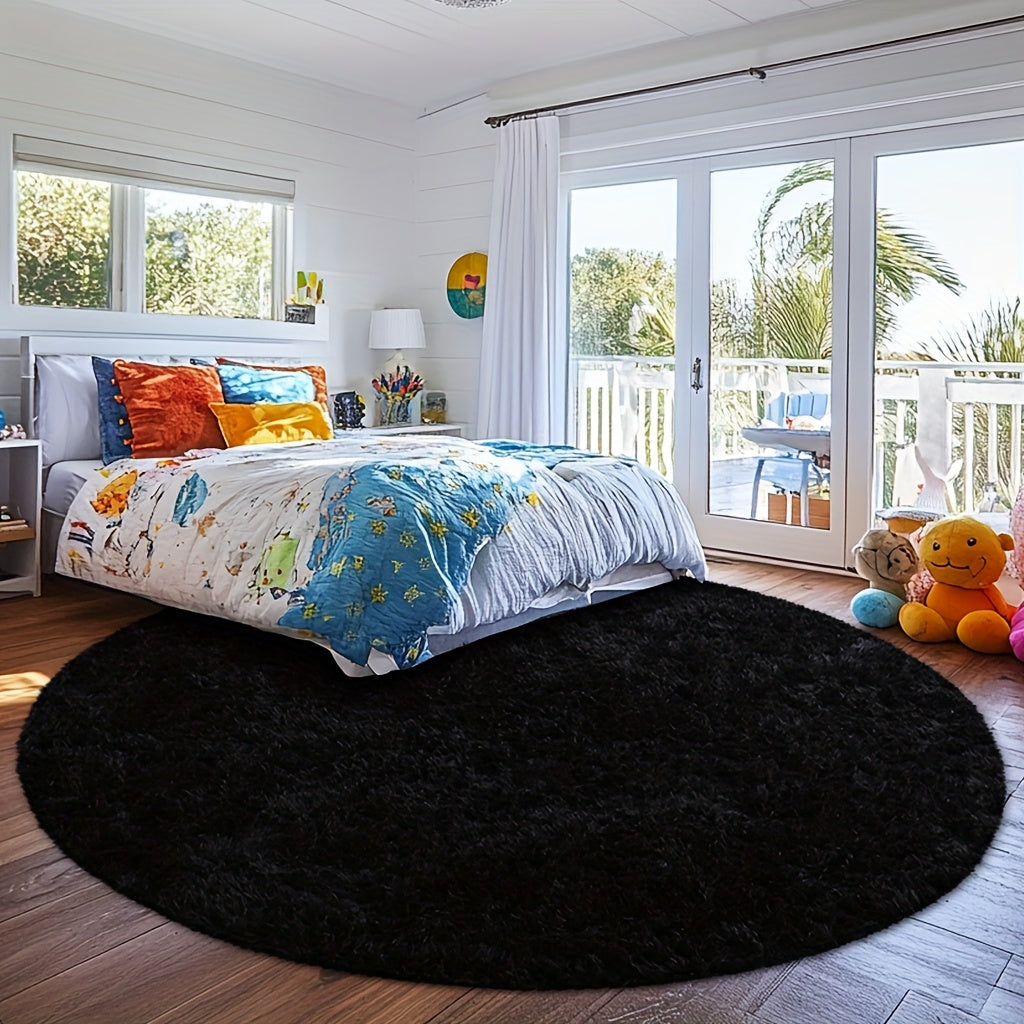 Area Rug – A Cozy Round Shaggy Rug Is Perfect for The Bedroom, While a Soft And Fluffy Round