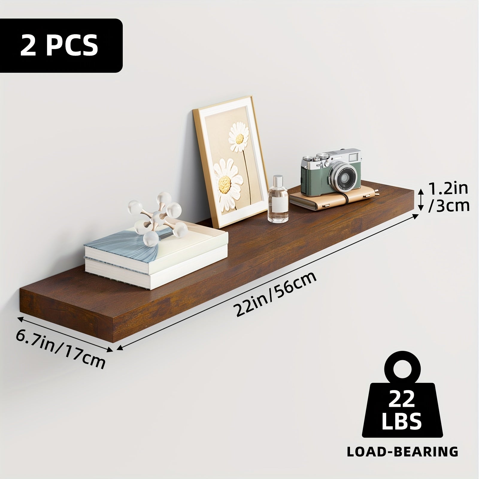 Home Living Essential – TOMNK 2 4 6pcs Set Floating Shelves 15 7-inch 19 7-inch 22-inch Wooden