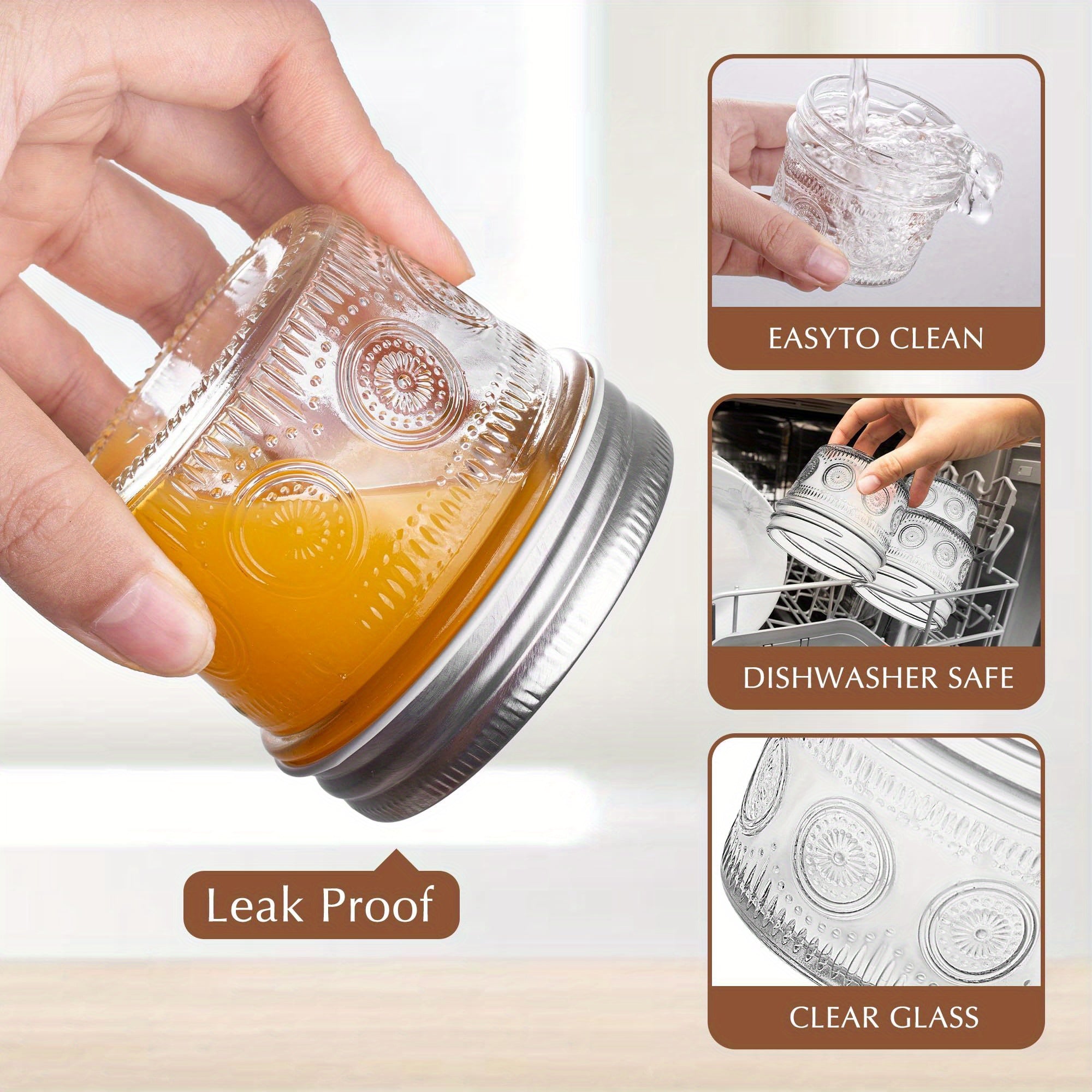 Modern 4oz Glass Spice Jar Set – clear reusable pantry storage, Amzcku 4oz Glass Mason Jars with Regular Mouth Lids - 24-Pack Glass Canning Jars, designed for American homes, daily convenience and practical gifting