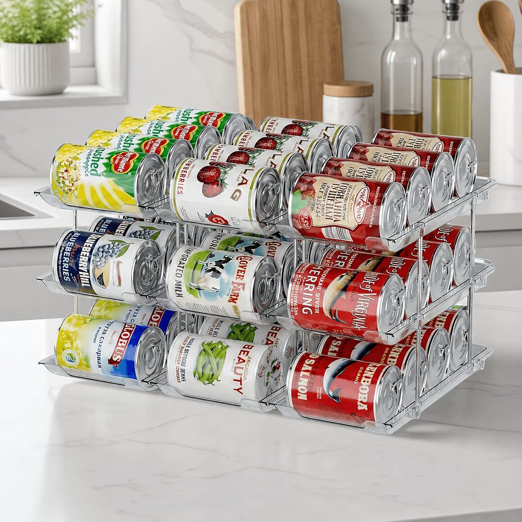 Modern 3pcs Adjustable Home Storage Rack – durable multi-purpose storage, Pantry Can Storage Rack - Holds 36 Cans 3 Tiers 3pcs Auto-Rolling Stackable Can, designed for American homes, daily convenience and practical gifting