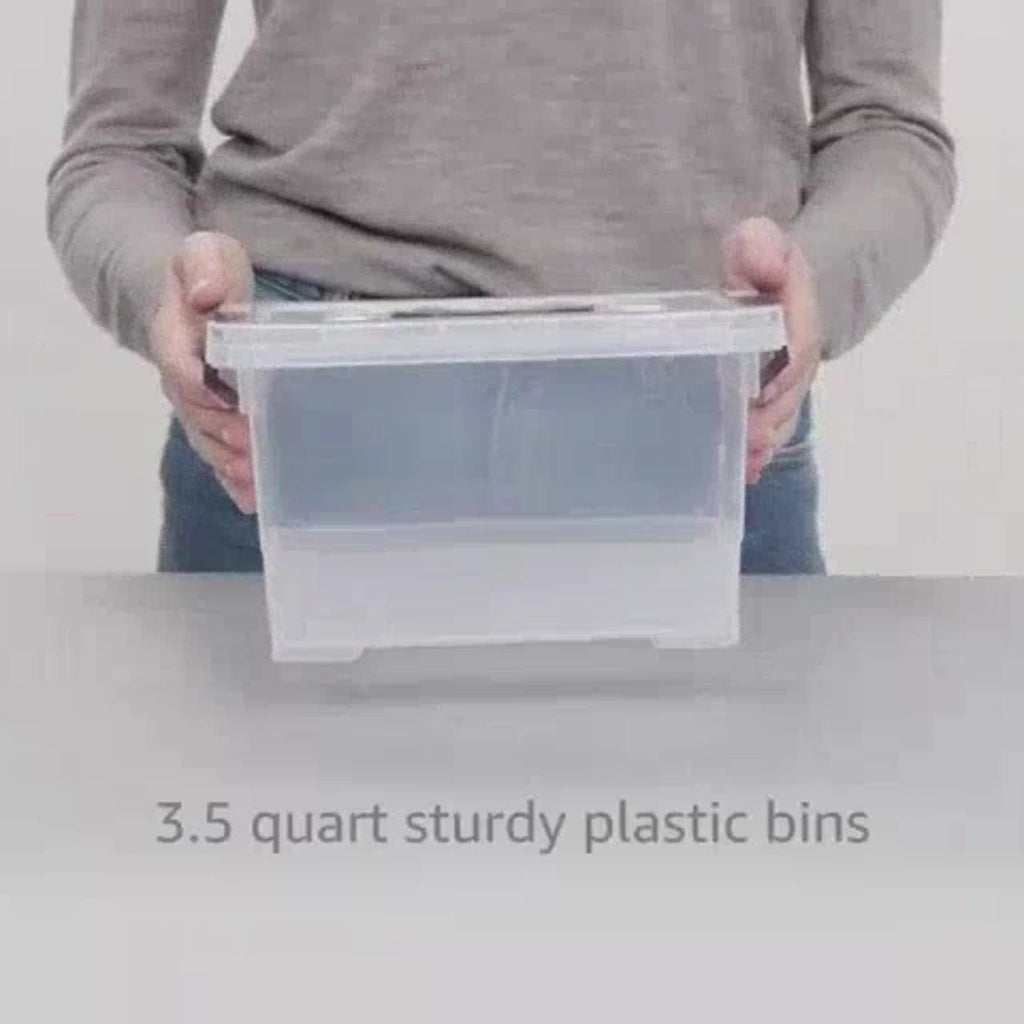 6pcs Clear Plastic Storage Bins with Secure Latch & Handle Lids - 3.5Qt High Quality Organizing Containers, Durable Rectangular Design for Home, Office, Kitchen, Bathroom Organization, Bathroom Organizers Storage, Office Supplies, Stackable Containers, St