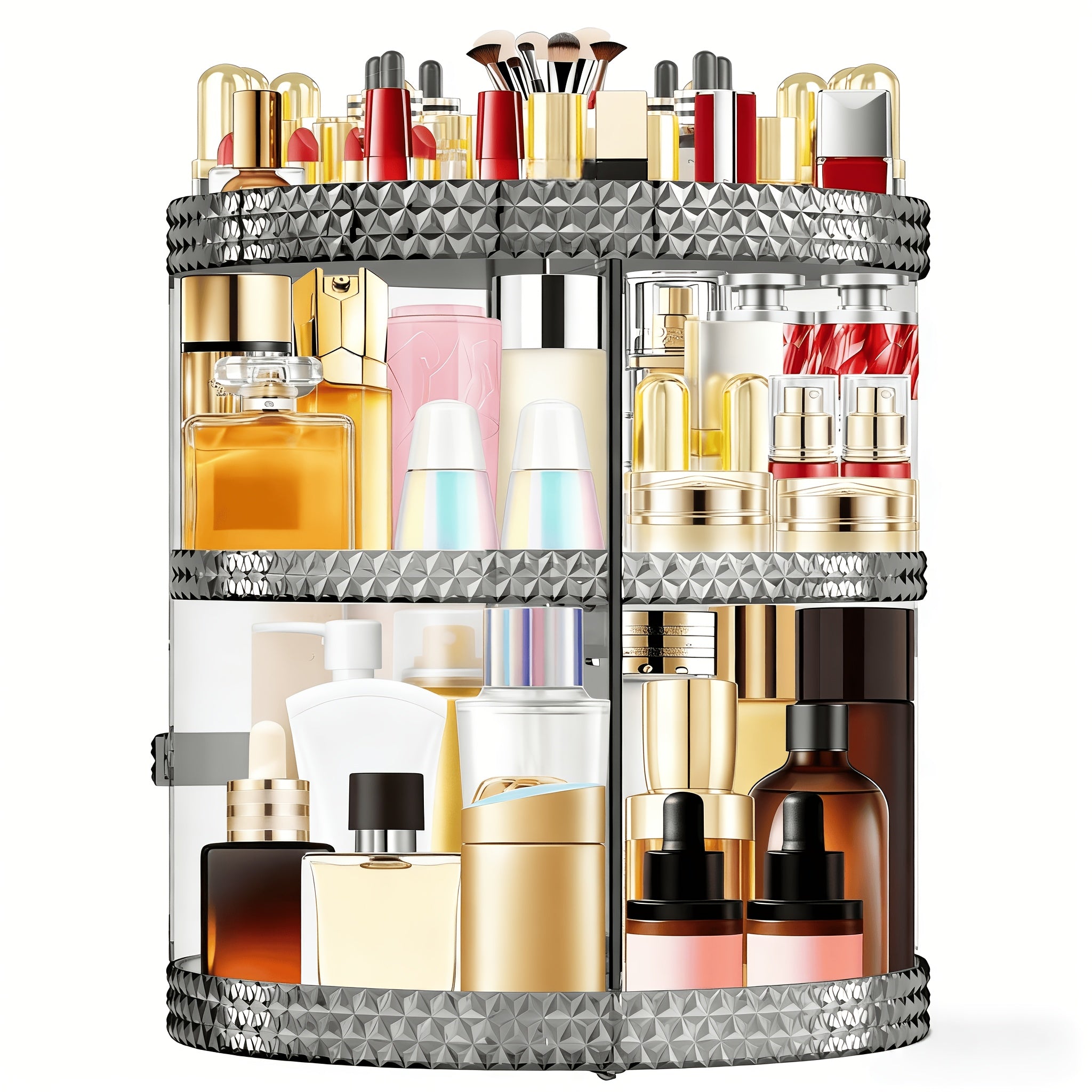 Smart Stackable Home Storage Bins – portable space-saving storage, 360 Degree Rotating Makeup Stand Large Capacity Makeup Product Storage Box 7 Adjustable Layers, designed for American homes, daily convenience and practical gifting