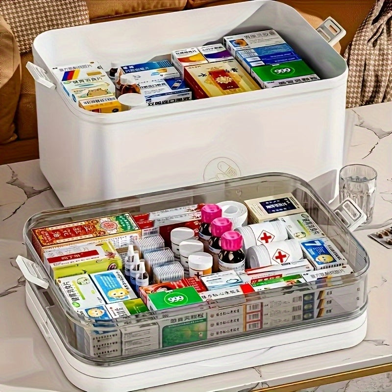 Compact Stackable Home Storage Bins – portable space-saving storage, Home Bathroom Travel Multi-Layer Large Capacity Medicine Storage Box Bathroom Storage with Portable Pill, designed for American homes, daily convenience and practical gifting