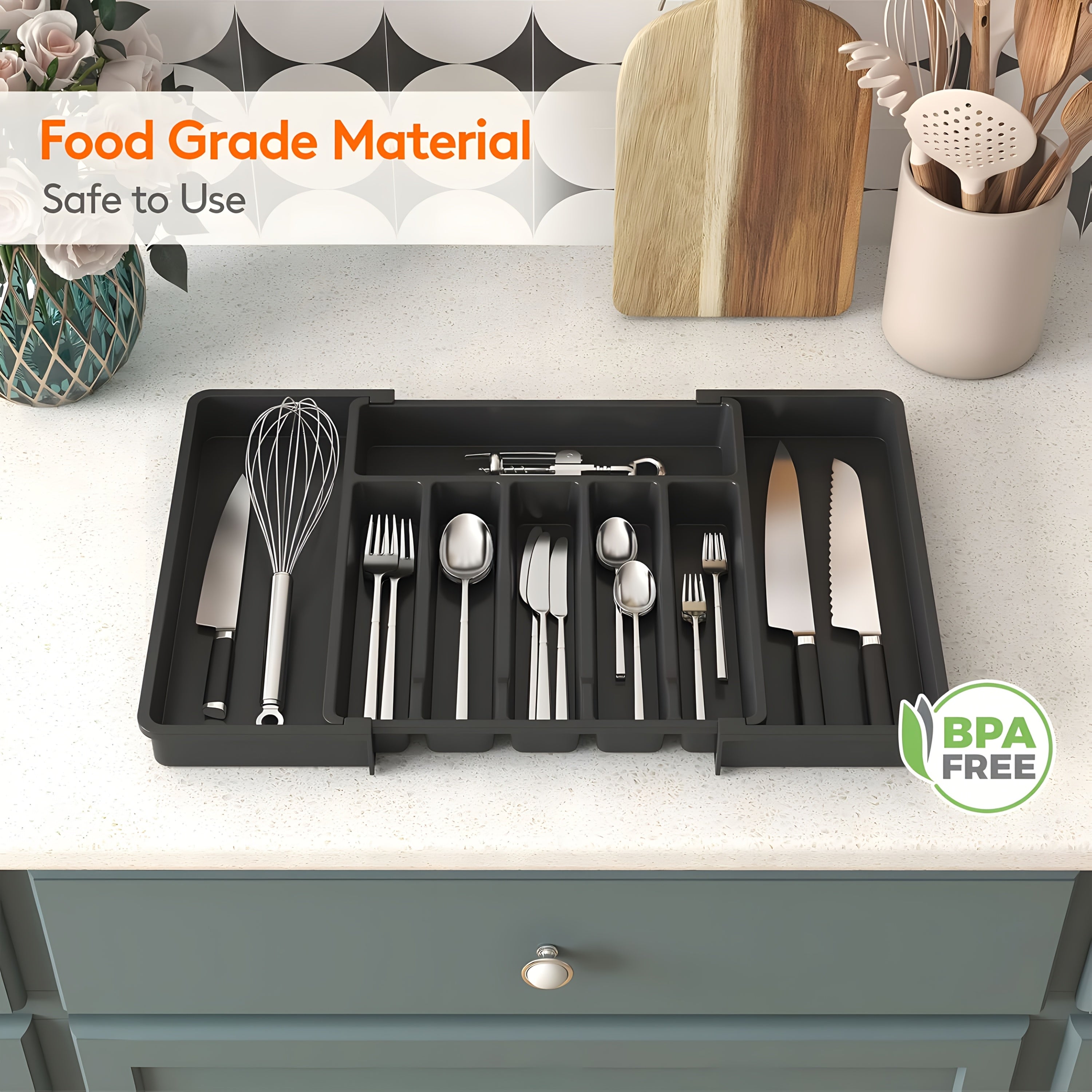 Versatile Stackable Home Storage Bins – portable space-saving storage, Silverware Organizer Utensil Knife Storage Box Adjustable Storage Box Cutlery Storage Box Kitchen Organizers, designed for American homes, daily convenience and practical gifting