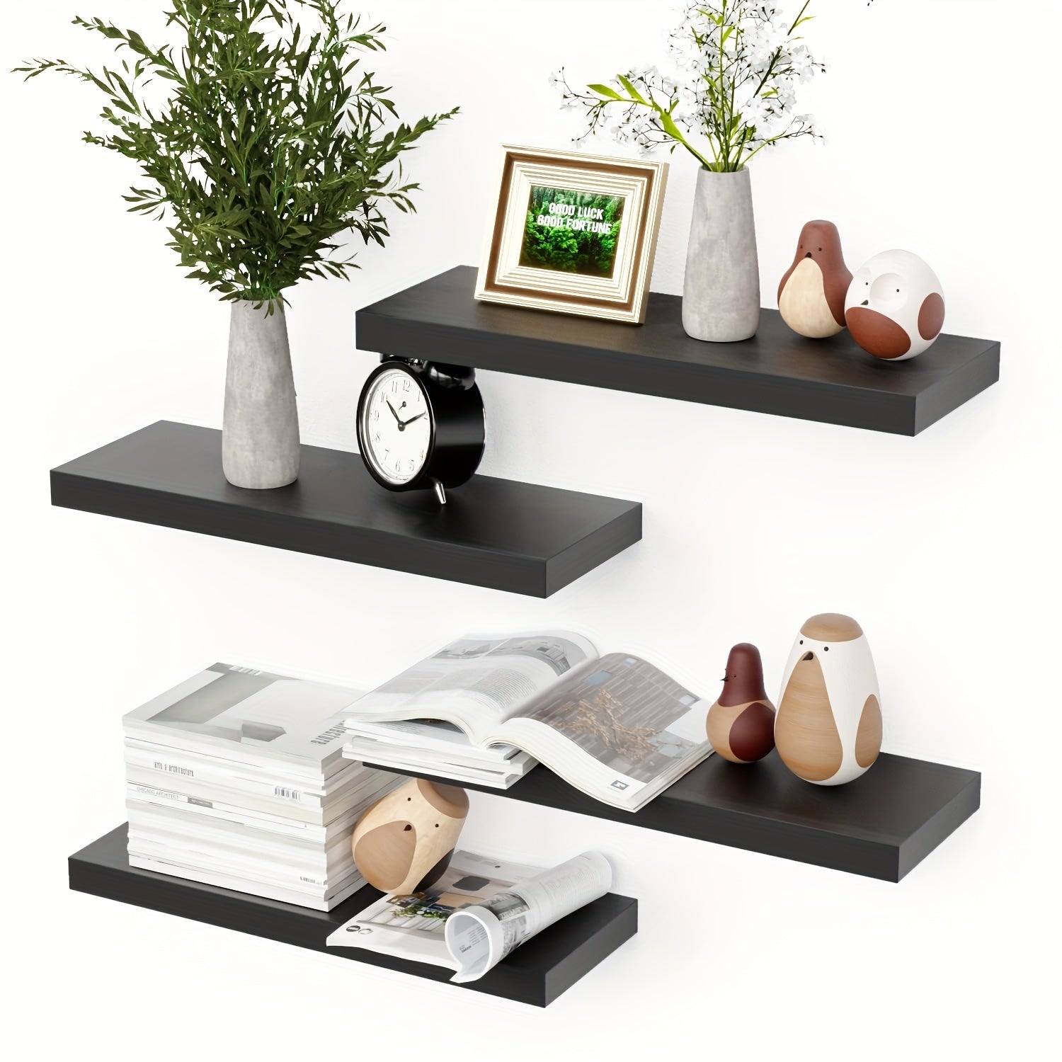 Home Living Essential – Wall Mounted Floating Shelves 4 Sets Modern Wall Shelves for Bedroom with