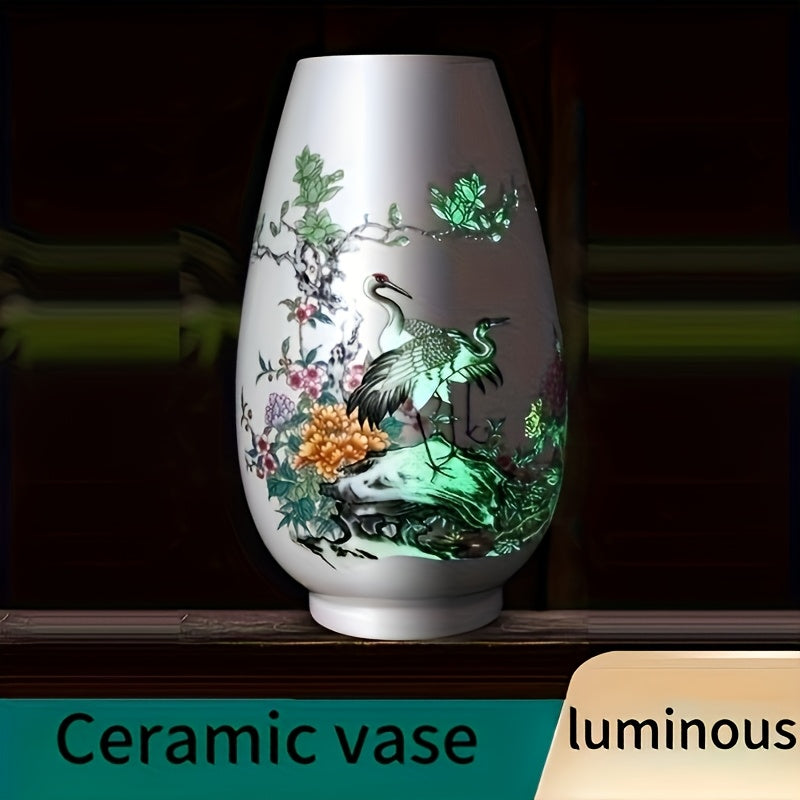 2pcs Luminous Ceramic Vase Made In Jingdezhen, China Vase Ornaments Suitable for Home Desktop, Living Room, Office, Wedding, Holiday Party, Hand-decorated Vase, Home Decoration