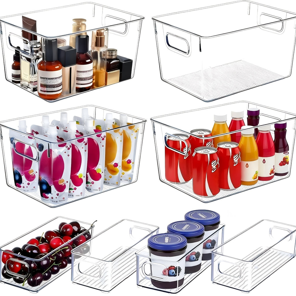 Modern Clear Stackable Storage Bins – portable space-saving storage, 8 Clear Storage Bins Set of 8 Clear Plastic Storage Bins 4 Large And, designed for American homes, daily convenience and practical gifting