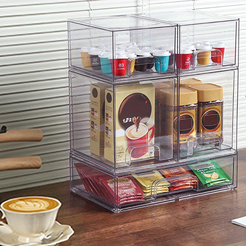 Premium Pull-Out Cabinet Organizer – smooth-access cabinet organization, Clear Stackable Plastic Organizer Bins for Makeup Cosmetics Beauty Supplies Great for Vanity Bathroom, designed for American homes, daily convenience and practical gifting