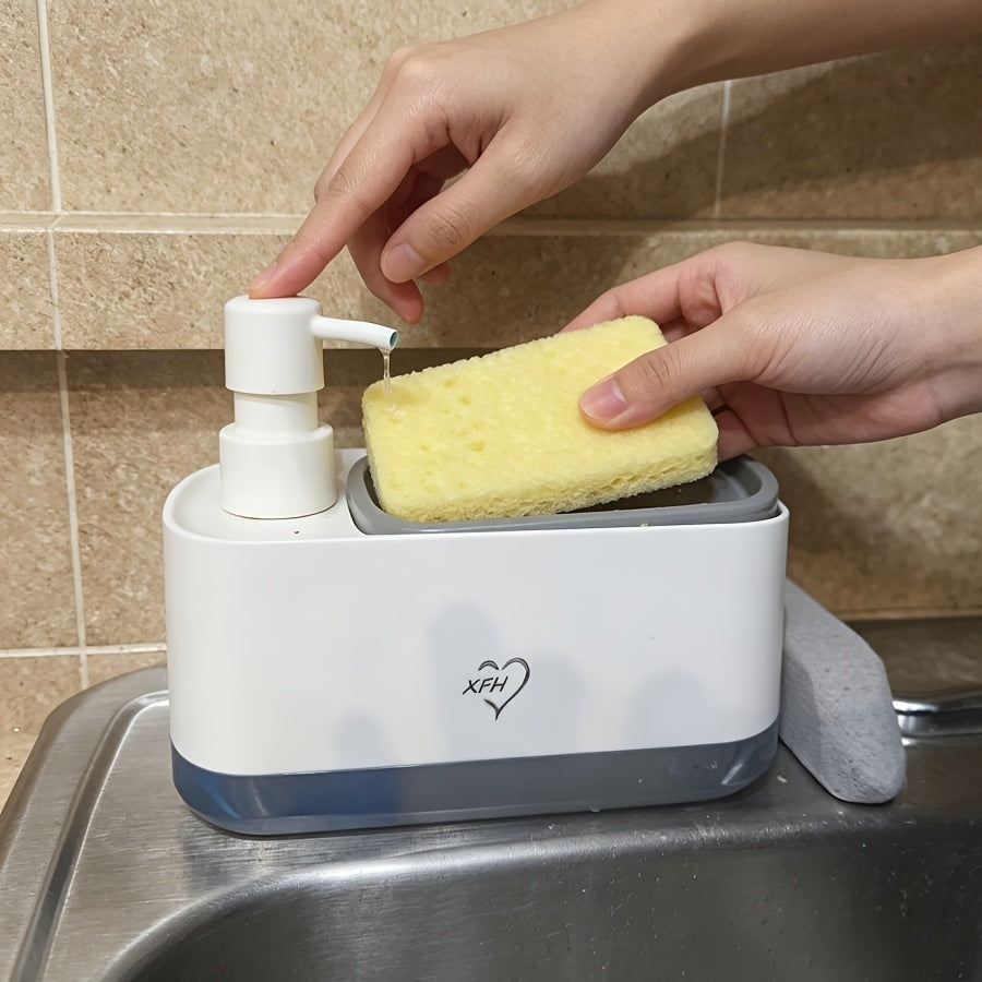 Compact Home Storage Organizer – space-saving everyday organization, High-End Versatile Kitchen Soap Dispenser Push-Activated Dish Soap Dispenser with Sponge Holder 2-In-1 Kitchen, designed for American homes, daily convenience and practical gifting