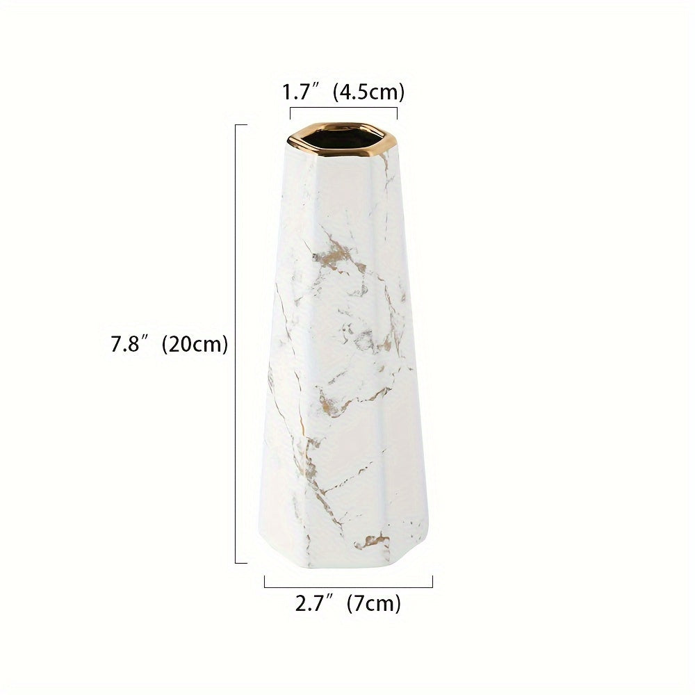 Compact Ceramic Flower Vase – tabletop floral display and modern home decor, White Gold Green Gold Finish Marble Ceramic Flower Vase Home Decor Vase And Table, designed for American homes, daily convenience and practical gifting