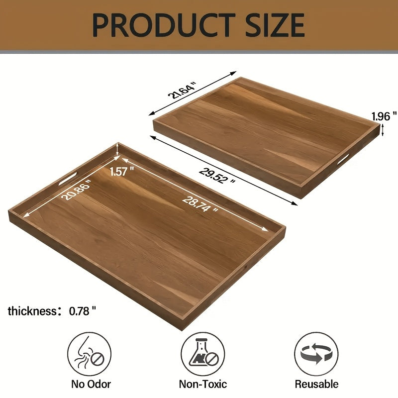 Modern Home Storage Organizer – space-saving everyday organization, Wood Gas Stove Cover Board-Acacia Wood Serving Tray with Handles - Perfect for Breakfast, designed for American homes, daily convenience and practical gifting