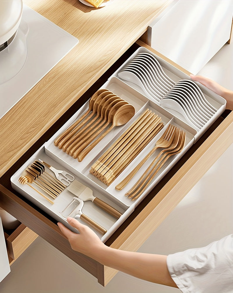 Heavy-Duty Stackable Storage Drawer – smooth-access cabinet organization, Adjustable Kitchen Utensil Tray with Expandable Drawer Organizer Ideal for Forks Spoons Knives And, designed for American homes, daily convenience and practical gifting