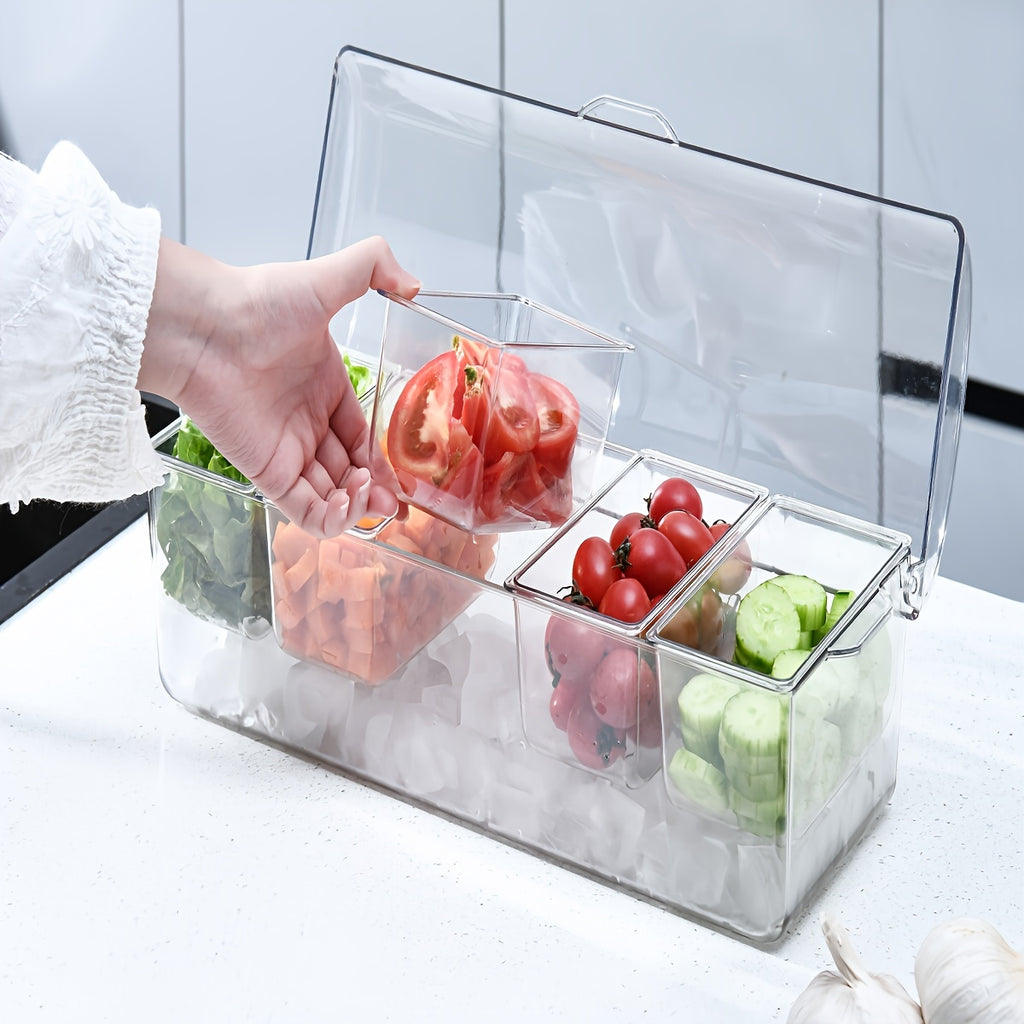 Space-Saving 1pc Glass Spice Jar Set – clear reusable pantry storage, Spice Jar Refrigerator 1pc Spice Jar Refrigerator Fruit Transparent Tray Refrigerated Seasoning Box with, designed for American homes, daily convenience and practical gifting