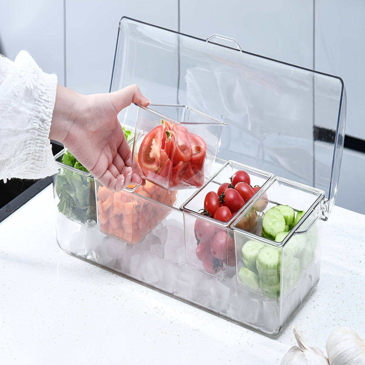 Space-Saving 1pc Glass Spice Jar Set – clear reusable pantry storage, Spice Jar Refrigerator 1pc Spice Jar Refrigerator Fruit Transparent Tray Refrigerated Seasoning Box with, designed for American homes, daily convenience and practical gifting