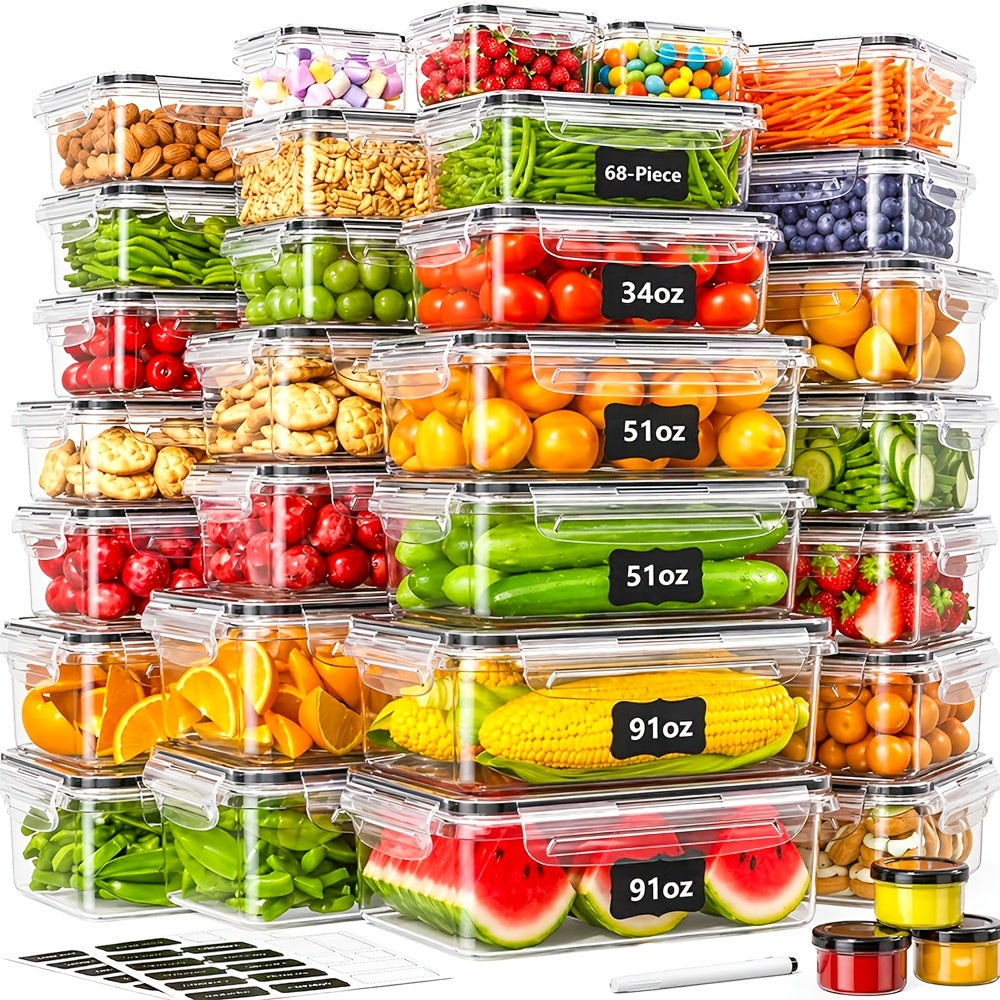 Food Storage Containers – 68pcs Food Storage Containers Set With Lids (34 Containers + 34 Lids)