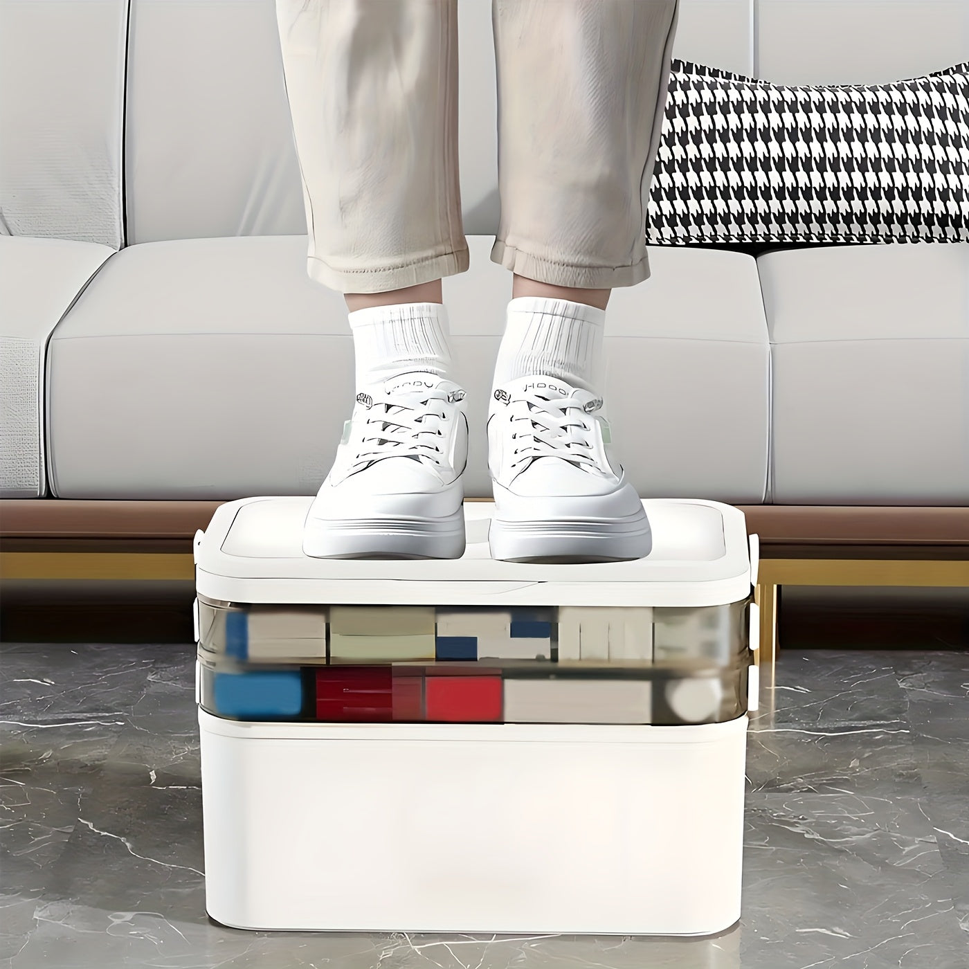 Large Capacity Multi-layer Stackable Storage Box with Lids- 5-Tier with Handle, Essential for Home And Travel, Transparent Storage Box - Easy to Clean, for Pill Box Organization, Office Supplies, Sewing Supplies, Bathroom Supplies Storage Box